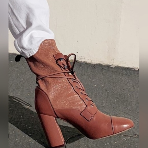 Stuart Weitzman Veruka Leather Lace Up Boots Size 36.5 Color Dark Tan - Picture 14 of 15